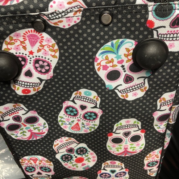 Betsey Johnson sugar skull rolling weekender - Picture 3 of 5